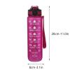 32oz Leakproof Motivational Sports Water Bottle with Straw & Time Marker, Flip Top Durable BPA Free, Non-Toxic Frosted Bottle with Carry Handle for Travel, Office, School, Gym and Workout (hot pink) view 3