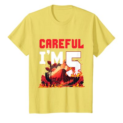 5th Birthday Volcano Careful Lava Party Volcanic Eruption T-Shirt