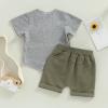 BOIBOKOKO Toddler Baby Boy Summer Clothes Contrast Color Short Sleeve Shirt Top Shorts Casual Baby Boy Shorts Set (Green A, 0-6 Months) view 2