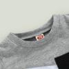 BOIBOKOKO Toddler Baby Boy Summer Clothes Contrast Color Short Sleeve Shirt Top Shorts Casual Baby Boy Shorts Set (Light Gray, 6-12 Months) view 3