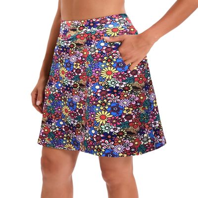 Jhsnjnr Women's Tennis Skirt Casual Knee Length Golf Skirts with Pockets Workout Athletic Skort