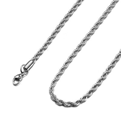 Monily Chain Necklace for Men 3mm Stainless Steel Rope Chain Twist Chain for Women Men's Jewelry 34 Inches