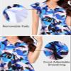 ECUPPER Women Short Sleeve Tankini Swim Dress Ruffled Flowy Skirt Swimsuits Tummy Control Two Piece Bathing Suits with Shorts Blue Small view 4
