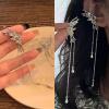 Zeshimb Butterfly Tassel Ear Clip Earrrings Long Chain Zircon Dangle Ear Cuff Earrings Boho Butterfly Sterling Silver Clip On Earrings Non Pierced Elf Ear Jewelry for Women view 3