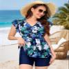 ECUPPER Women Short Sleeve Tankini Swim Dress Ruffled Flowy Skirt Swimsuits Tummy Control Two Piece Bathing Suits with Shorts Green X-Large view 2
