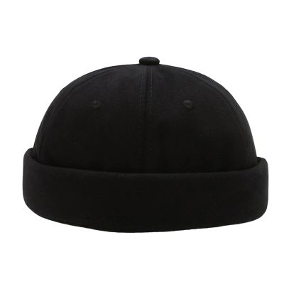 Altsuceser Brimless Hats for Men Womens Vintage Docker Beanie Caps Harbour Hat Skullcap Black