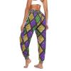 Aflyko Mardi Gras Women Dance Pants Fleur De Lis Glitter Zigzag Boho Trousers Yoga Sweatpants Moisture-Wicking Casual Sportwear Relaxed Fit Fat Tuesday Harem Pants L view 2