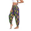 Aflyko Mardi Gras Women Dance Pants Fleur De Lis Glitter Zigzag Boho Trousers Yoga Sweatpants Moisture-Wicking Casual Sportwear Relaxed Fit Fat Tuesday Harem Pants L view 3
