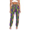 Aflyko Mardi Gras Women Dance Pants Fleur De Lis Glitter Zigzag Boho Trousers Yoga Sweatpants Moisture-Wicking Casual Sportwear Relaxed Fit Fat Tuesday Harem Pants L view 4
