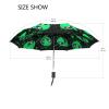 Sletend Compact Travel Umbrella Green Alien Windproof Folding Automatic Umbrella,One Touch Auto Open and Close Button Portable Light Umbrella for Women Men Kid view 3