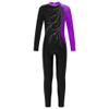 Linjinx Kids Girls One Piece Shiny Long Sleeve Gymnastics Leotard Unitard Jumpsuit Full Body Skating Romper Bodysuit Purple A 16 Years view 1