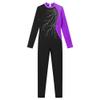 Linjinx Kids Girls One Piece Shiny Long Sleeve Gymnastics Leotard Unitard Jumpsuit Full Body Skating Romper Bodysuit Purple A 16 Years view 3