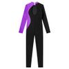 Linjinx Kids Girls One Piece Shiny Long Sleeve Gymnastics Leotard Unitard Jumpsuit Full Body Skating Romper Bodysuit Purple A 16 Years view 4
