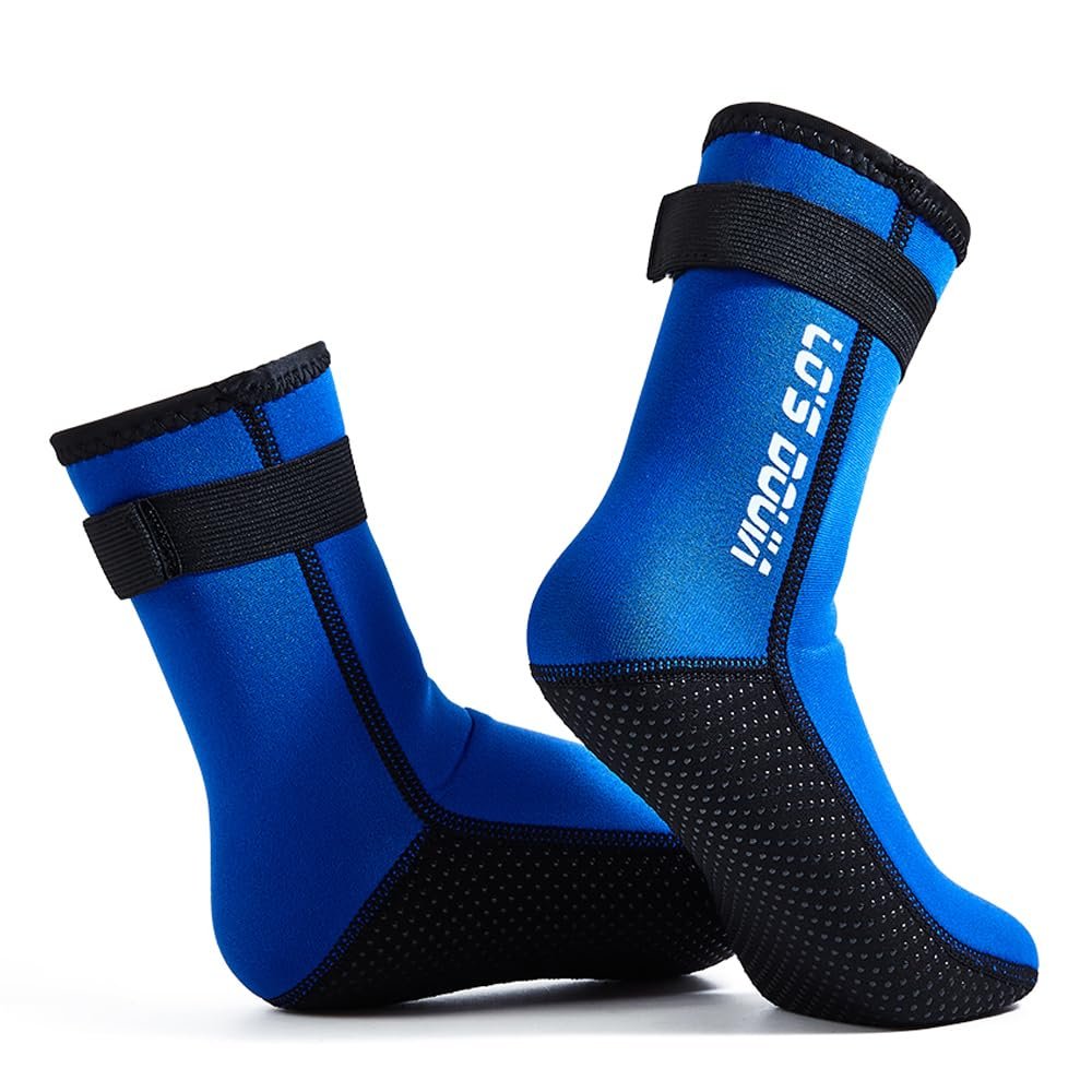 Lo's Douia Neoprene Socks 3mm Diving Socks Wetsuit Socks Thermal Anti-Slip Water Booties for Water Sports (Blue, M)