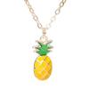 Pingyongchang Pineapple Earrings Necklace for Women Yellow Ruit Green Leaf Pineapple Earings Pendant Necklace Cute Fashion Dangle Necklace Jewellery Set-D view 2