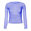 Agoky Men's See Through Mesh Shirt Fishnet Long Sleeve Muscle Y2K Top Undershirt Nightclub Outfits Blue One Size view 1