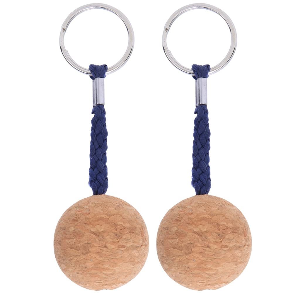 Floating Keyring Wooden Balls Key Hoop fl-Oat Keyring Wooden Cork Keyring, Buoyant Cork Keychain, fl-Oat Sailing Boat Canoe Water Sports Accessories, Very Practical and Popular(1 4in)(Black)