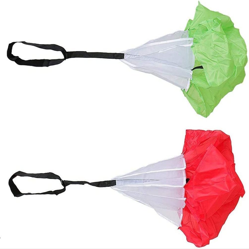 2 Pack 43 Inch Kids Junior Drag Chute Running Speed Power Training Parachute (Red + Green)