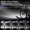 ROCKBROS 1500 Lumens Bike Light for Night Riding, 5000mAh USB-C Rechargeable Bike Headlight, Aluminium Alloy IPX6 Waterproof Bike Front Light, 5 Modes & Auto Mode Anti-Dazzling LED Bike Light view 2