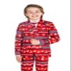 Suitmeister Boys Nordic Pixel Red Suit - Christmas Outfit - Including Blazer, Pants and Tie - Red view 2