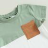 BOIBOKOKO Toddler Baby Boy Summer Clothes Contrast Color Short Sleeve Shirt Top Shorts Casual Baby Boy Shorts Set (Green, 0-6 Months) view 4