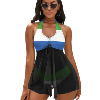 TAIZIYEAH Bikini Sets for Women Sierra Leone Flag Split Skirt Suit Sexy Push Up Two Piece Triangle Bikini Swimsuits M