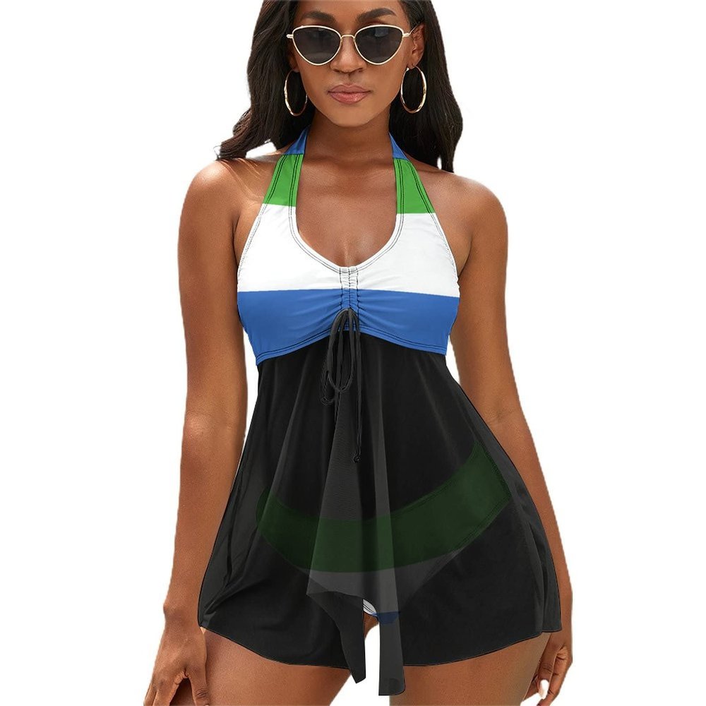 TAIZIYEAH Bikini Sets for Women Sierra Leone Flag Split Skirt Suit Sexy Push Up Two Piece Triangle Bikini Swimsuits M