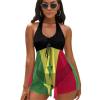 TAIZIYEAH Women Two Piece Swimsuit Senegal Flag Sexy Push Up Split Skirt Suit Bikini Set M view 1