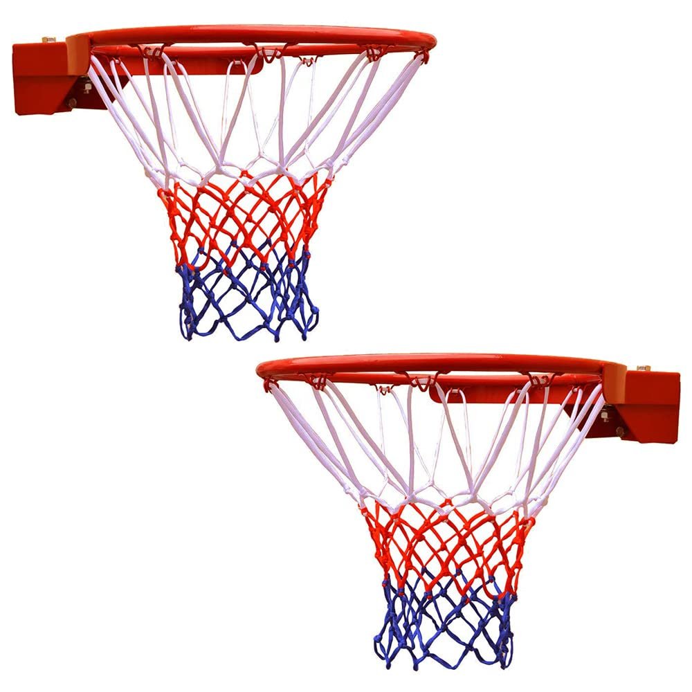 THUNDERBAY Reinforced Heavy Duty Breakaway Wall Mounted Basketball Rim,18 inch Double Spring Flex Rim Goal Replacement for Indoor Outdoor Walls(2 Pack)