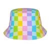 Pastel Pink Tartan Plaid Cute Bucket Hat for Women Mens Summer Casual Funny Art Fisherman Cap Lightweight Packable Travel Beach Fishing Sun Hats for Outdoor view 1