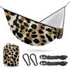 Outdoor Camping Hammock Leopard Print Camouflage Color Double Single Hammocks with 2 Tree Straps, Lightweight Portable Yet Heavy Duty Nylon Hammocks Travel, Beach, Backyard, Patio, Hiking view 1