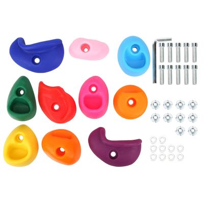 Pilipane Rock Climbing Holds Set for Kids, 10Pcs Climbing Stone Kit, MultiColored Rock Climbing Holds, Wall Climbing Stones Bands Kit Large Rock Climbing Holds for Indoor Outdoor Climbing(M)