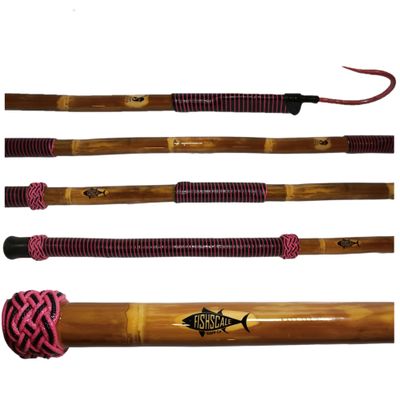 FISHSCALE GAFF Co. Deckhand-Style Calcutta Bamboo Fish Gaff w/Turkshead Sailor Knots in 3',4',5',6' (Slay Stick Pink/Black with Hot Pink Hook, 3ft (91cm))