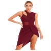 Hedmy Womens Adult Modern Contemporary Dancewear Lyrical Ballet Latin Dress Figure Ice Skating Dance Costume Burgundy Small view 1