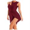 Hedmy Womens Adult Modern Contemporary Dancewear Lyrical Ballet Latin Dress Figure Ice Skating Dance Costume Burgundy Small view 2