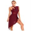 Hedmy Womens Adult Modern Contemporary Dancewear Lyrical Ballet Latin Dress Figure Ice Skating Dance Costume Burgundy Small view 3