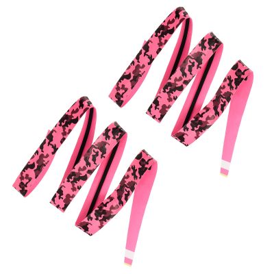 PATIKIL Racket Overgrip with Damping Ridges, 2 Pack PU Grip Tape Non-Slip Absorbent Camo Pattern for Tennis Badminton Fishing Rod, Pink