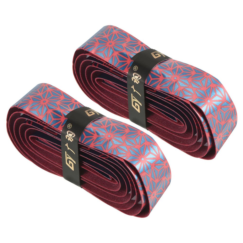 PATIKIL 4.9ft Racket Overgrip with Damping Ridges, 2 Pack PU Grip Tape Non-Slip Absorbent for Tennis Badminton Fishing Rod, Red Blue