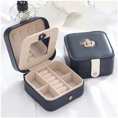 ArtsPavilion Jewelry Travel Case with Mirror,Small Travel Jewelry Organizer, Portable Jewelry Box Travel Mini Storage Organizer for Rings Earrings Necklaces Gifts Blue