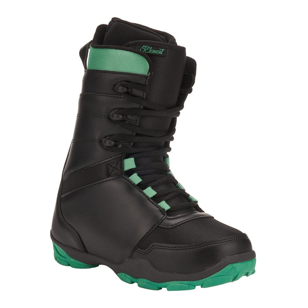 5th Element Lace Up and Dial Snowboard Boots for Women-Compatible with Strap Snowboard Bindings with Waterproof Liners-All Mountain Snowboarding Womens Sizes (Black/Teal, 9.0)
