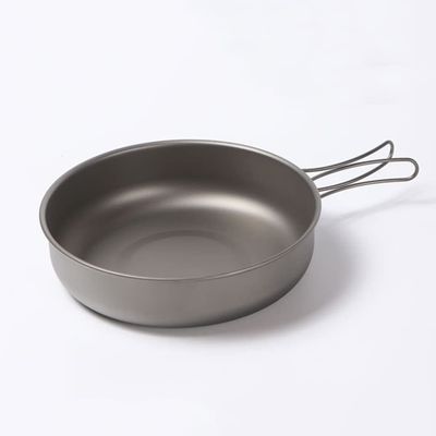 AXUYU 1.2L Titanium Frypan, Titanium Frying Pan with Folding Handle for Outdoor Camping Hiking Picnic Cooking