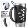 Silicone Sleeve Holder Grip for 20 oz Tumblers, Rambler Handler for 20 oz Tumbler Vacuum Insulated Coffee Mugs Silicone Grip Protective Sleeve Cover With Handle-Blue view 2