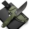ODENWOLF W-FLAT Full Tang Survival Knife with Sheath - Stylish Tactical Fixed Blade - Made of D2 Steel - Bushcraft and Camping Knife Survival - Perfect EDC Hunting Knife with TPE Handle view 1