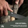 ODENWOLF W-FLAT Full Tang Survival Knife with Sheath - Stylish Tactical Fixed Blade - Made of D2 Steel - Bushcraft and Camping Knife Survival - Perfect EDC Hunting Knife with TPE Handle view 2