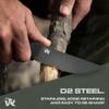 ODENWOLF W-FLAT Full Tang Survival Knife with Sheath - Stylish Tactical Fixed Blade - Made of D2 Steel - Bushcraft and Camping Knife Survival - Perfect EDC Hunting Knife with TPE Handle view 2