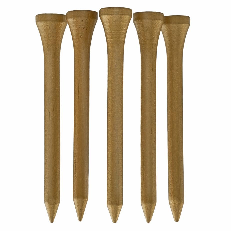 TH Golf Bamboo Golf Tees 70mm | Pack of 50 & 100 | Multiple Colour Options | Premium Eco Friendly Sustainable Durable Bamboo Golf Tees (Gold, Pack of 100)