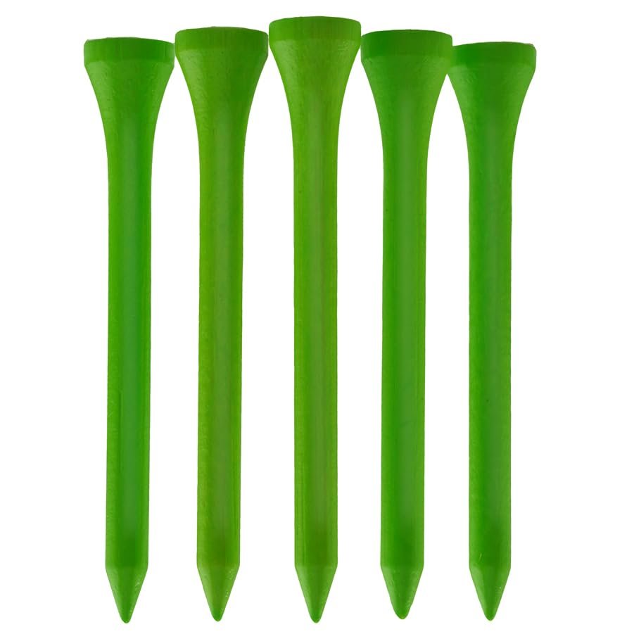 TH Golf Bamboo Golf Tees 70mm | Pack of 50 & 100 | Multiple Colour Options | Premium Eco Friendly Sustainable Durable Bamboo Golf Tees (Neon Green, Pack of 100)