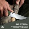 ODENWOLF W-FLAT Full Tang Survival Knife with Sheath - Stylish Tactical Fixed Blade - Made of D2 Steel - Bushcraft and Camping Knife Survival - Perfect EDC Hunting Knife with TPE Handle view 2