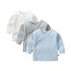 RUKOSU Baby 3-Pack Long Sleeve Side-snap Cotton Shirt Unisex Newborn Girls Boys Kimono Tee Shirts Top White Grey Blue 9 Months view 1