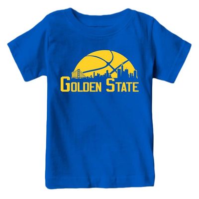 Golden State Basketball Skyline Kid's Fan T-Shirt (Royal Shirt, 2T)